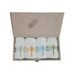 Coffret Beige Quatre Serviettes Invités Éponge 700gr libellule
